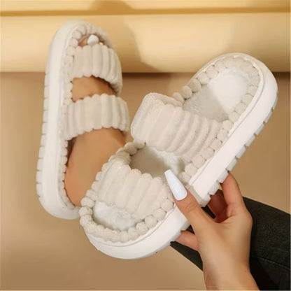 Double Straps Plush Slippers for Women - Slippers - Wild Eye Vision