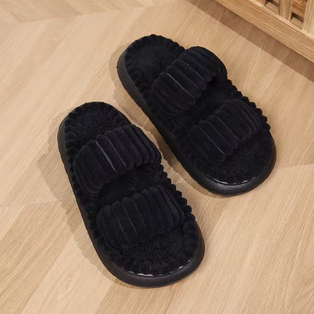 Double Straps Plush Slippers for Women - Slippers - Wild Eye Vision