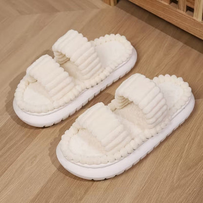 Double Straps Plush Slippers for Women - Slippers - Wild Eye Vision