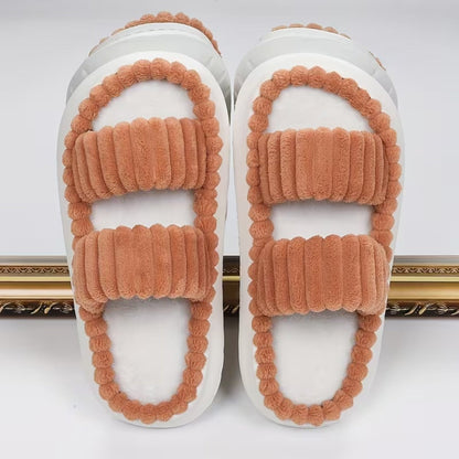 Double Straps Plush Slippers for Women - Slippers - Wild Eye Vision