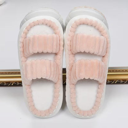 Double Straps Plush Slippers for Women - Slippers - Wild Eye Vision