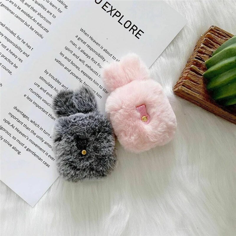 Soft AirPods Covers with Cute Plush Ears