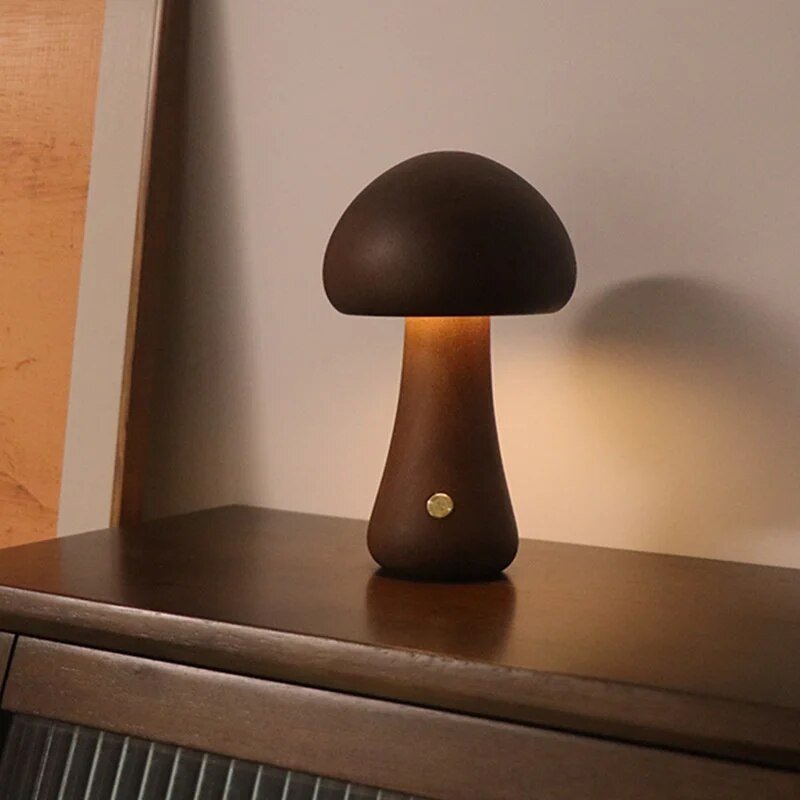 Rustic Table Lamp with Natural Wood Accent - Fesara