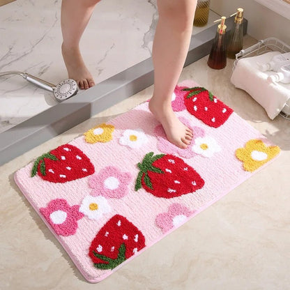Colorful Floral Bathroom Rug - Fesara