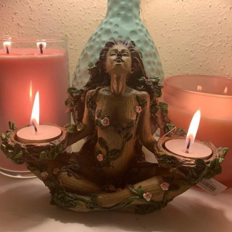 Natural Wooden Candle Holder - Earthy Home Decor