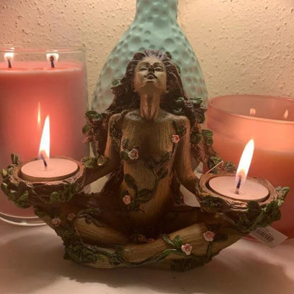 Natural Wooden Candle Holder - Earthy Home Decor