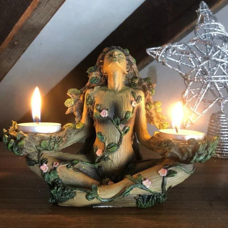 Natural Wooden Candle Holder - Earthy Home Decor