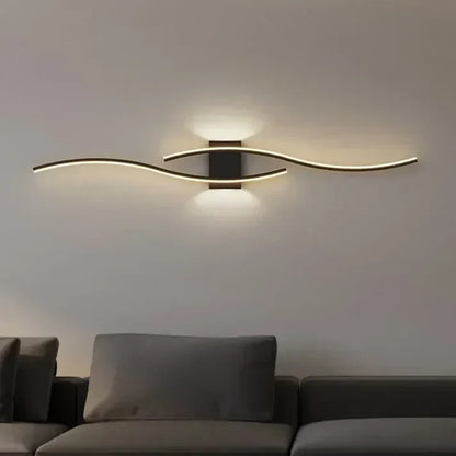 Sleek Wave LED Wall Lamp, Energy Efficient & Warm Glow