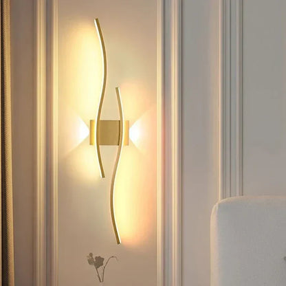 Sleek Wave LED Wall Lamp, Energy Efficient & Warm Glow