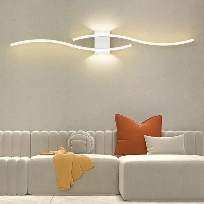 Sleek Wave LED Wall Lamp, Energy Efficient & Warm Glow