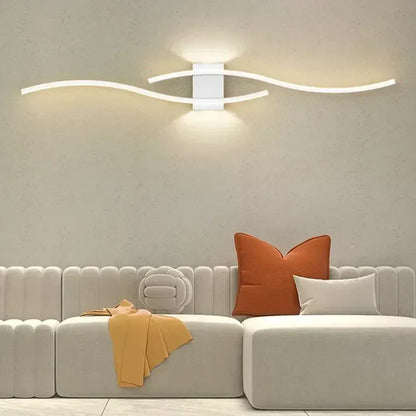 Sleek Wave LED Wall Lamp, Energy Efficient & Warm Glow