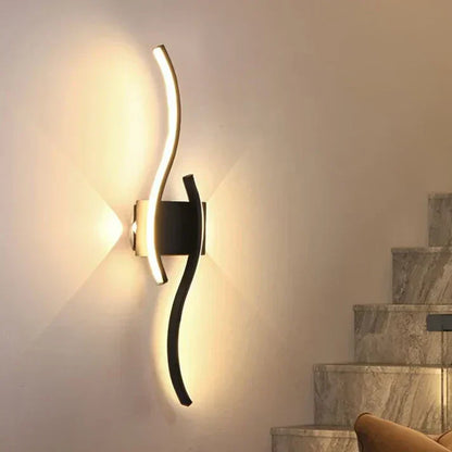 Sleek Wave LED Wall Lamp, Energy Efficient & Warm Glow