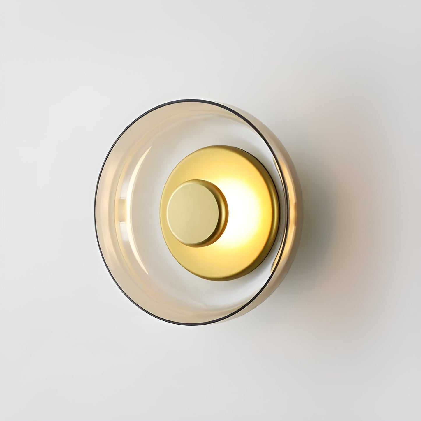 Elegant LED Glass Wall Light with Gold Details - Fesara