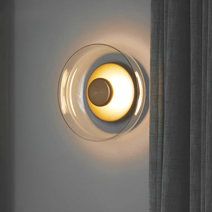 Elegant LED Glass Wall Light with Gold Details