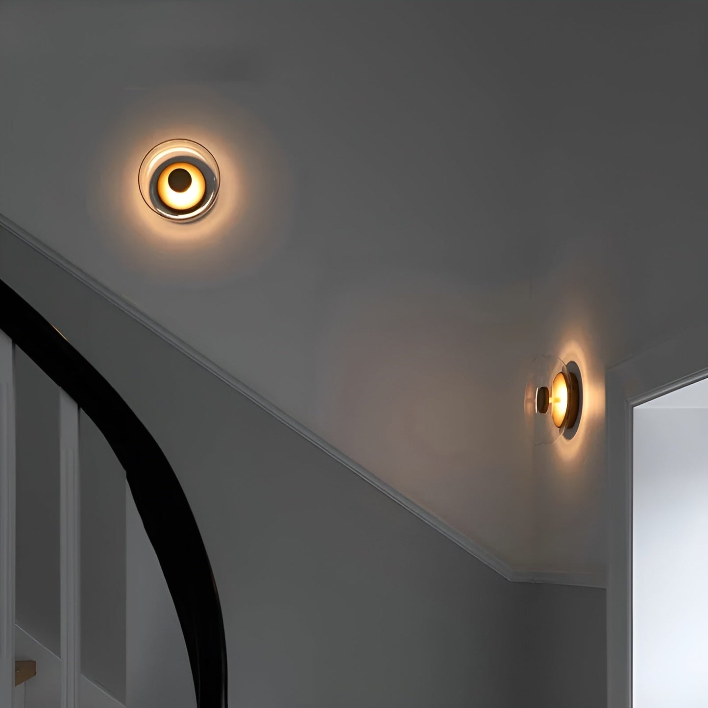 Elegant LED Glass Wall Light with Gold Details