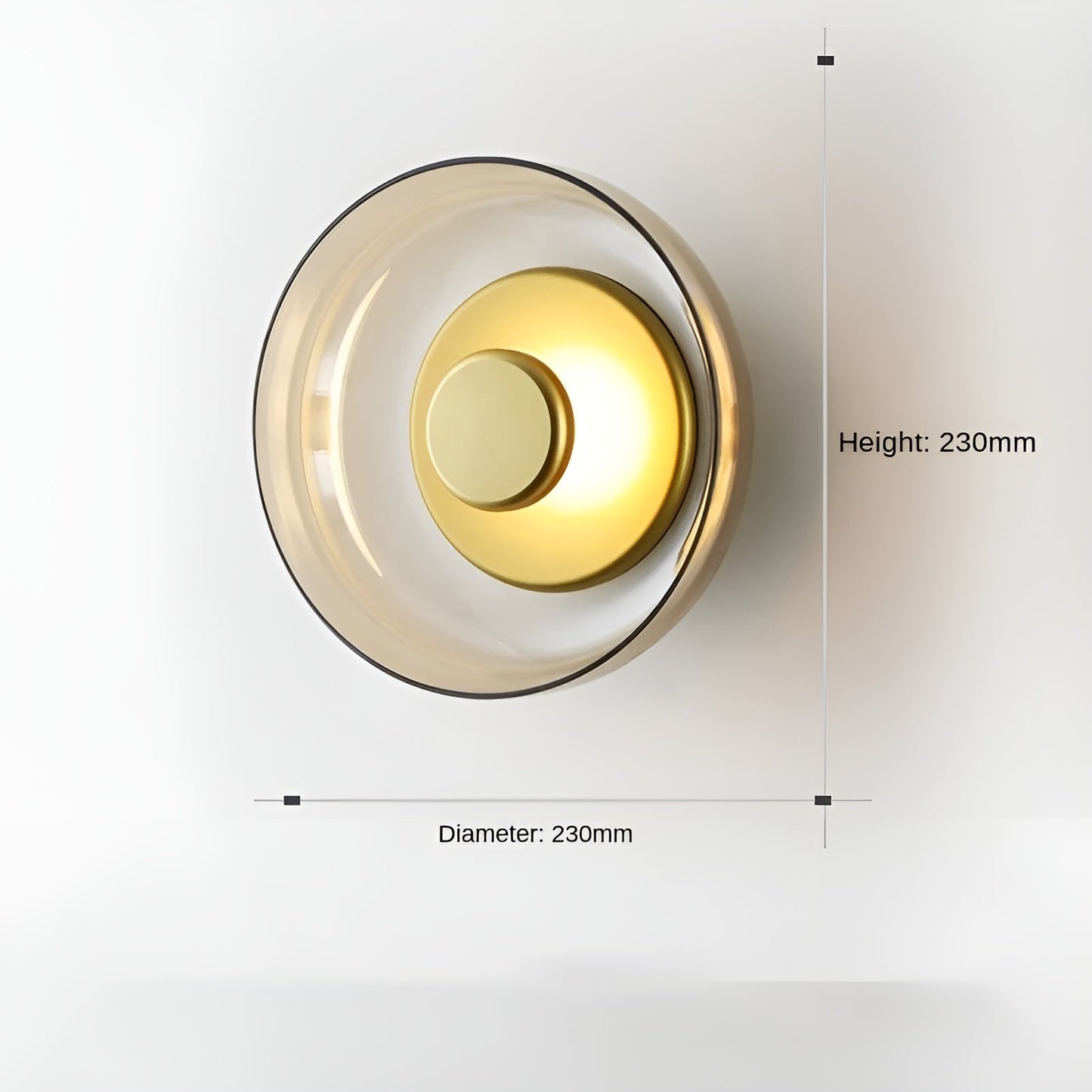 Elegant LED Glass Wall Light with Gold Details