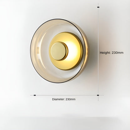 Elegant LED Glass Wall Light with Gold Details