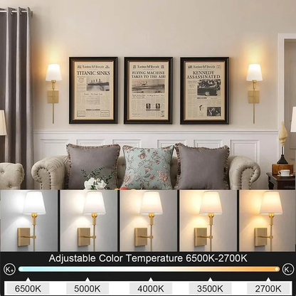Battery Powered Wireless Wall Lamp Set of 2