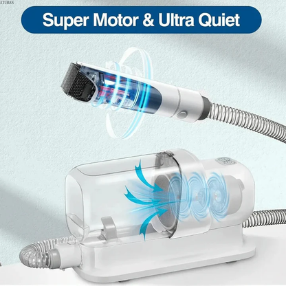 Quiet Pet Grooming Vacuum with Clippers and Brush Set