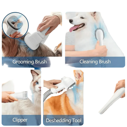 Quiet Pet Grooming Vacuum with Clippers and Brush Set