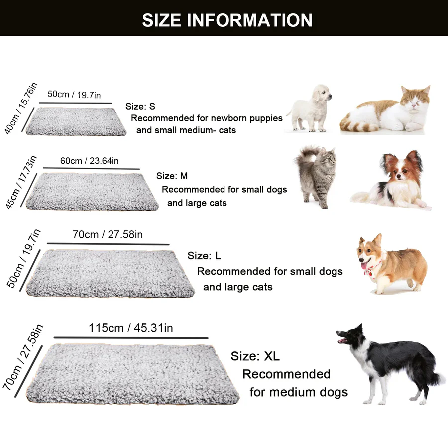 Reusable Thermal Pet Heating Mat for Cats and Dogs