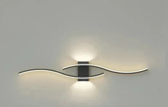 Sleek Wave LED Wall Lamp, Energy Efficient & Warm Glow