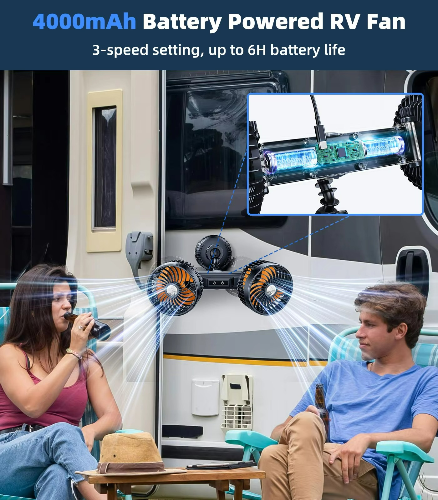 Strong Car Vent Dual Blade Fan