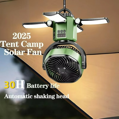 Compact Rechargeable Camping Fan with LED Light