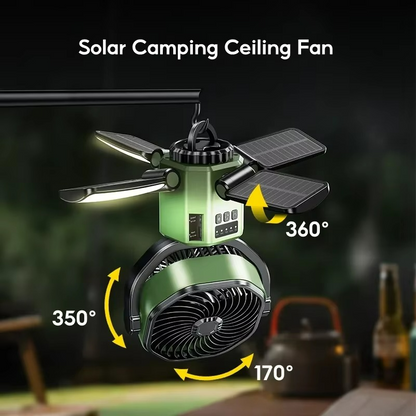 Compact Rechargeable Camping Fan with LED Light