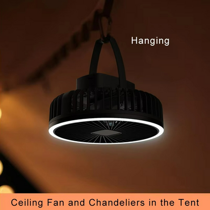 Compact Battery Powered Outdoor Camping Fan with Light