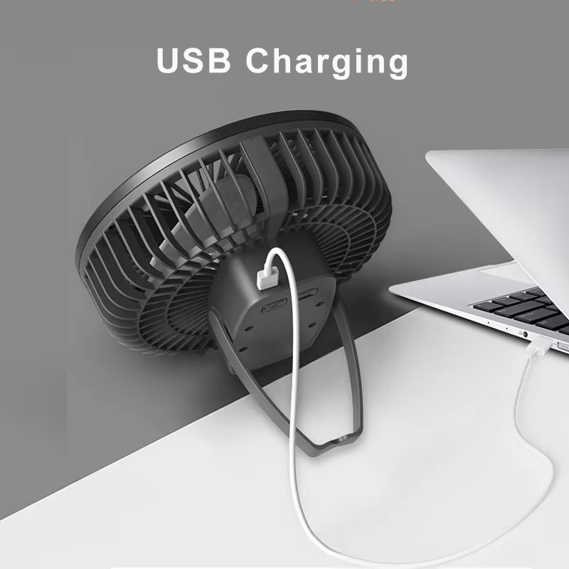 Compact Battery Powered Outdoor Camping Fan with Light