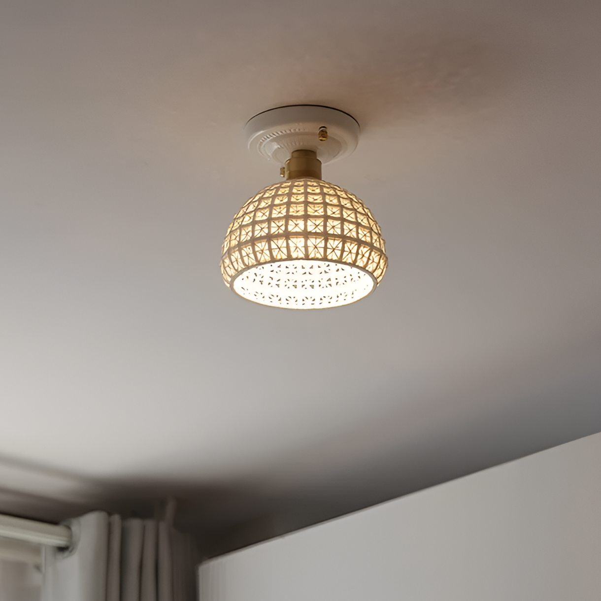 White Scandinavian Ceramic Ceiling Light