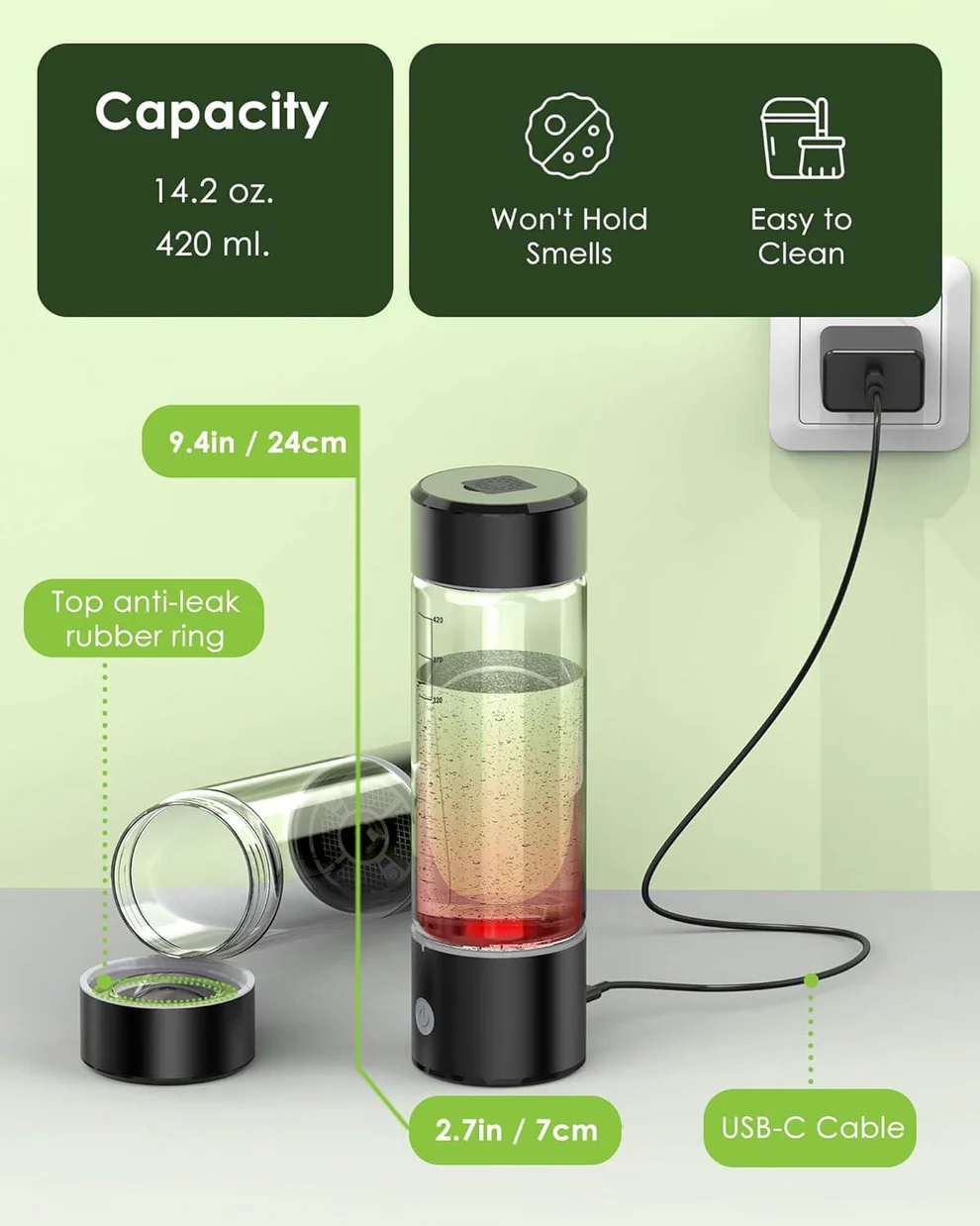 Alkaline Hydrogen Infused Water Bottle System
