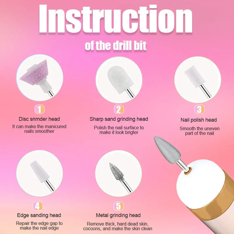Compact 5-in-1 Nail Drill Kit with LED Light