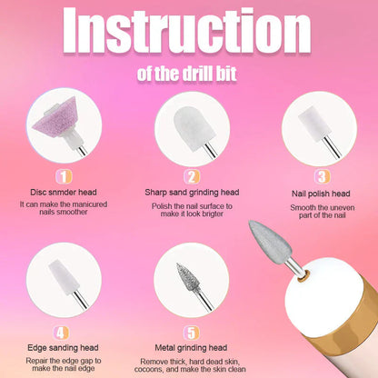 Compact 5-in-1 Nail Drill Kit with LED Light