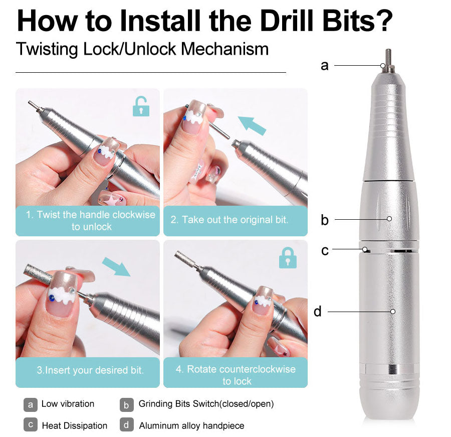 Compact Rechargeable Nail Drill for Acrylic Nails