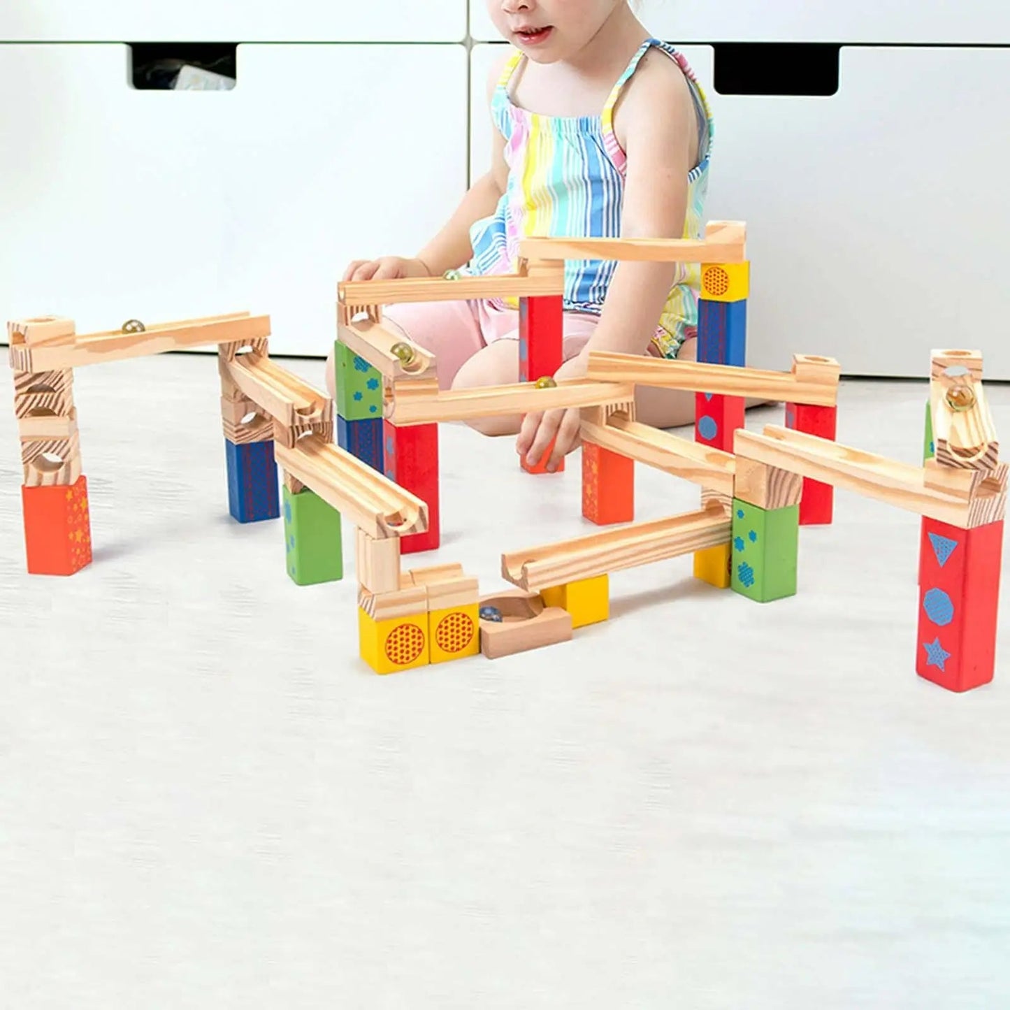 Fun Wooden Marble Coaster Building Set - Fesara
