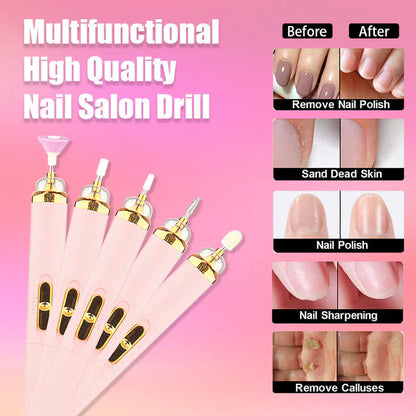 Compact 5-in-1 Nail Drill Kit with LED Light