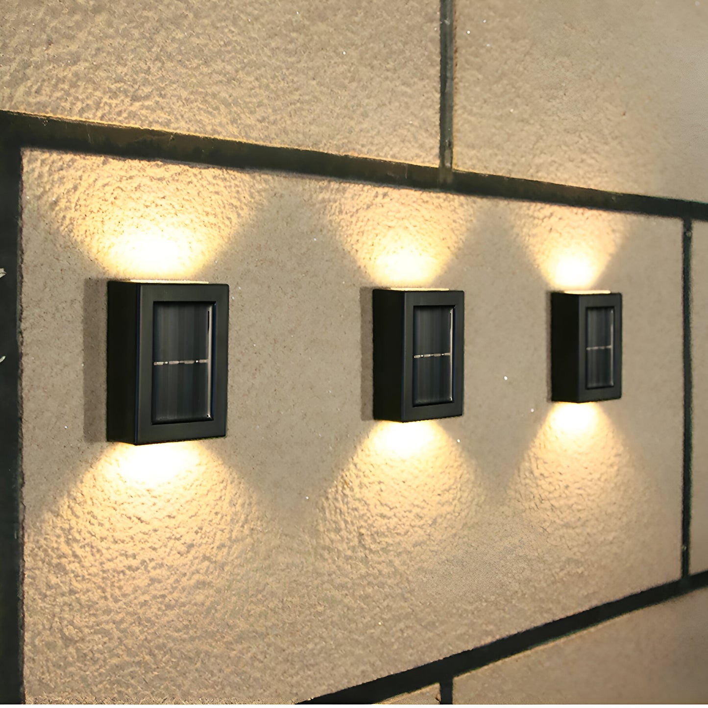 Outdoor Solar Powered Lamp Waterproof Black LED