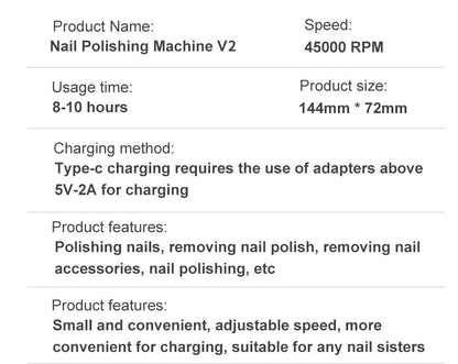 Compact Rechargeable Nail Drill for Acrylic Nails
