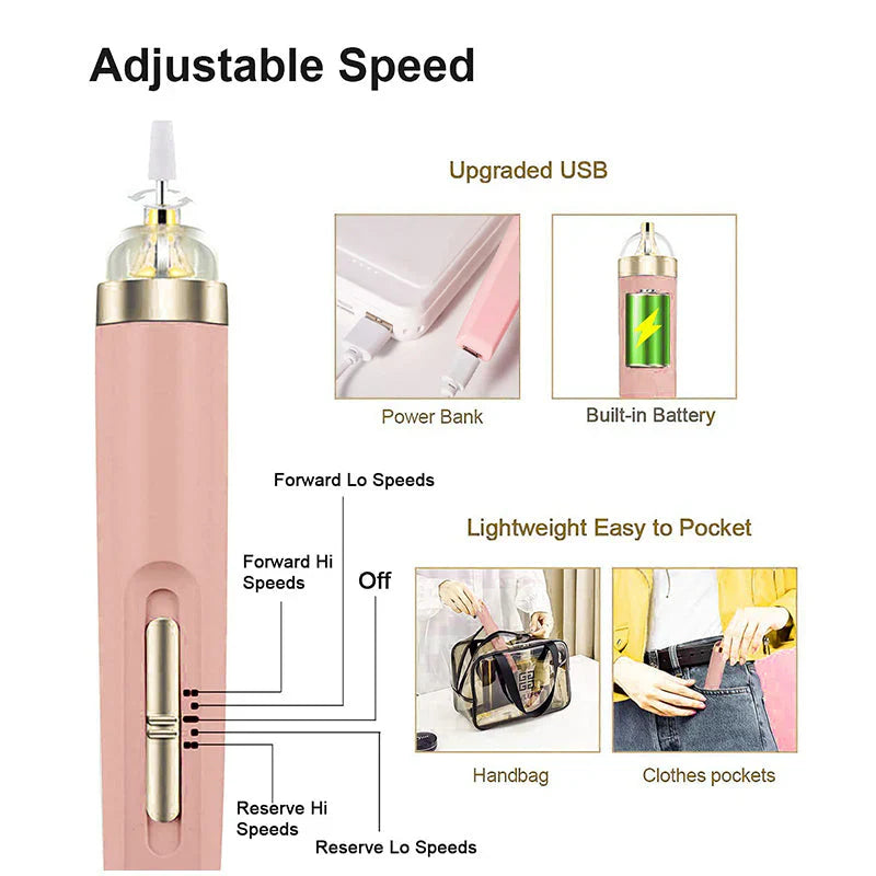 Compact 5-in-1 Nail Drill Kit with LED Light
