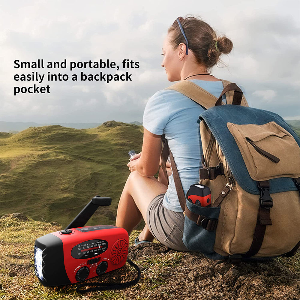Portable Emergency Radio with Flashlight and Power Bank