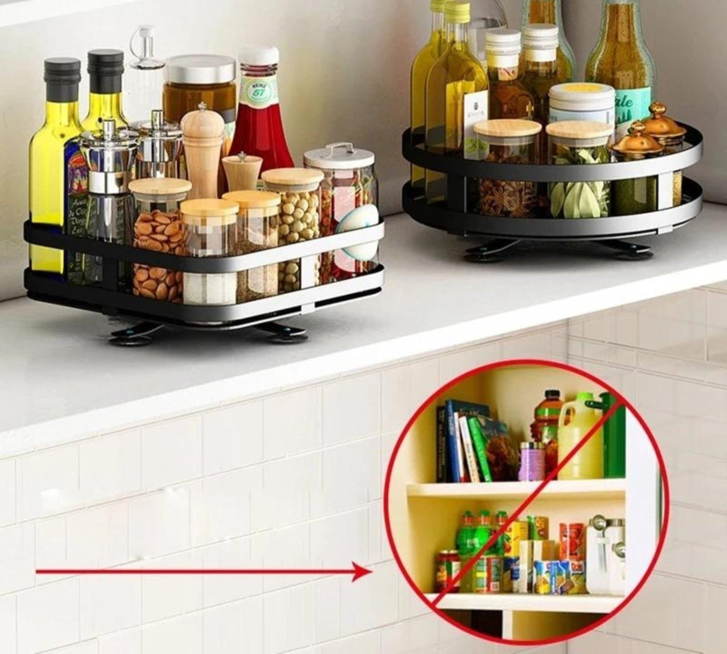 Compact Rotating Shelf Storage Organizer