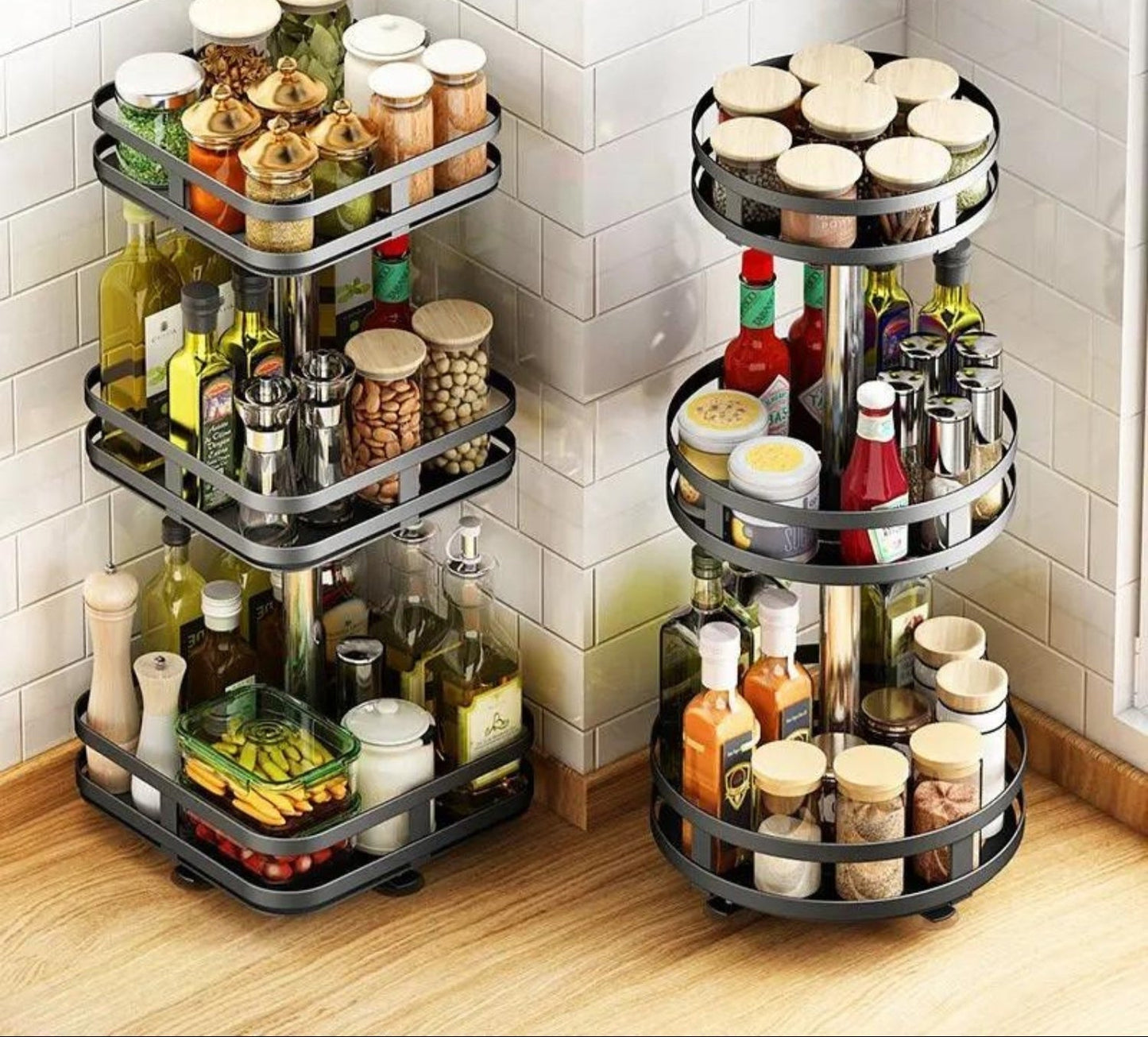 Compact Rotating Shelf Storage Organizer