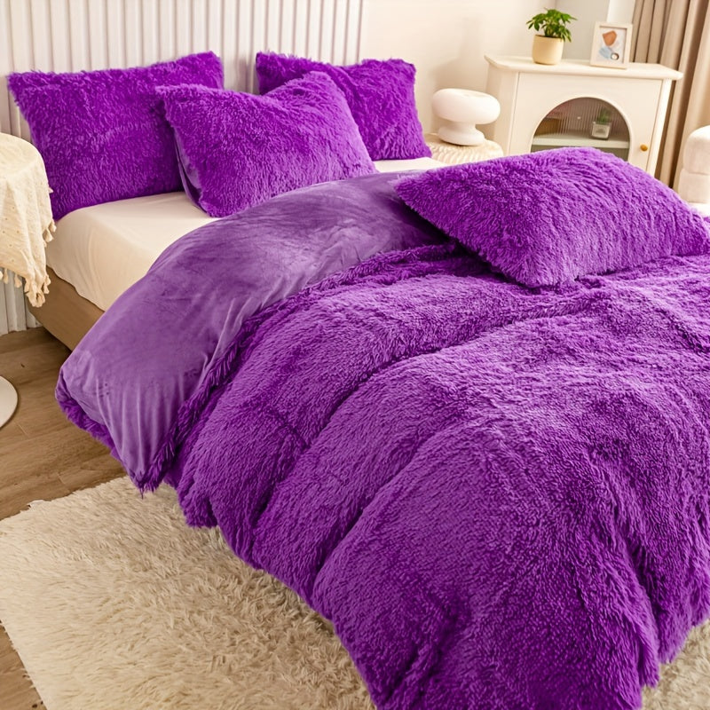 Cozy Fesara Plush Duvet Cover Set with Zipper