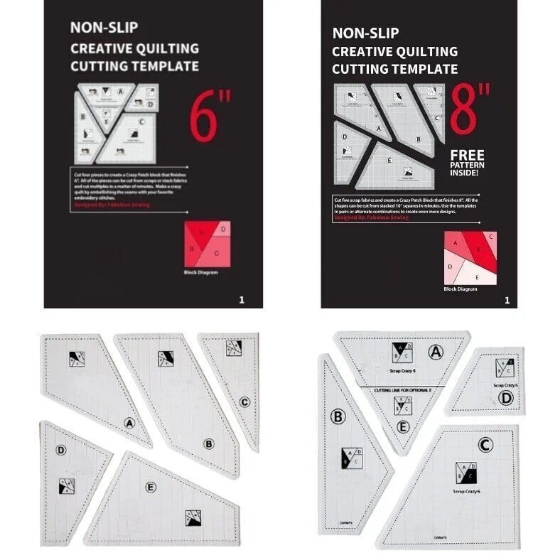 Easy Sewing Template Kit with Non Slip Fabric Cutter Guide