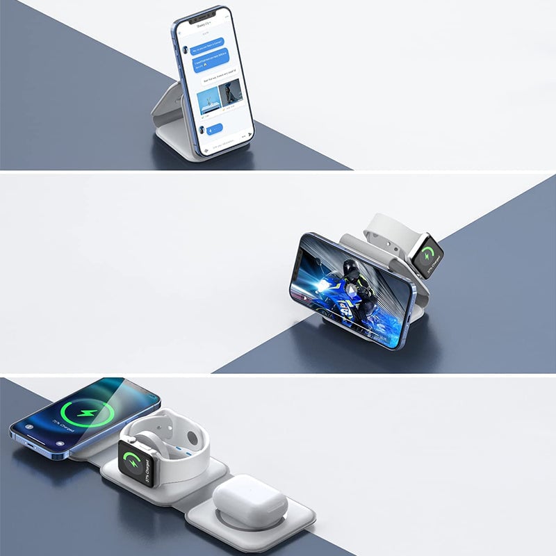Compact 3-in-1 Portable Wireless Charging Pad