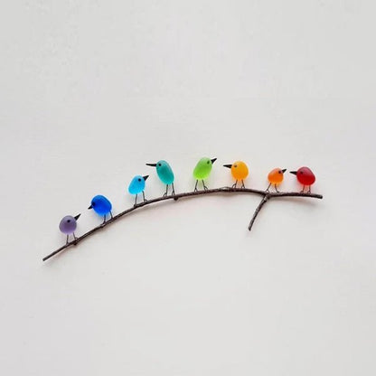 Vibrant Glass Bird Decoration - Natural Style Wall Hanging