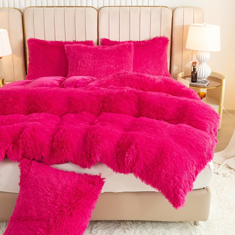 Cozy Fesara Plush Duvet Cover Set with Zipper