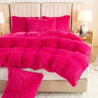 Cozy Fesara Plush Duvet Cover Set with Zipper